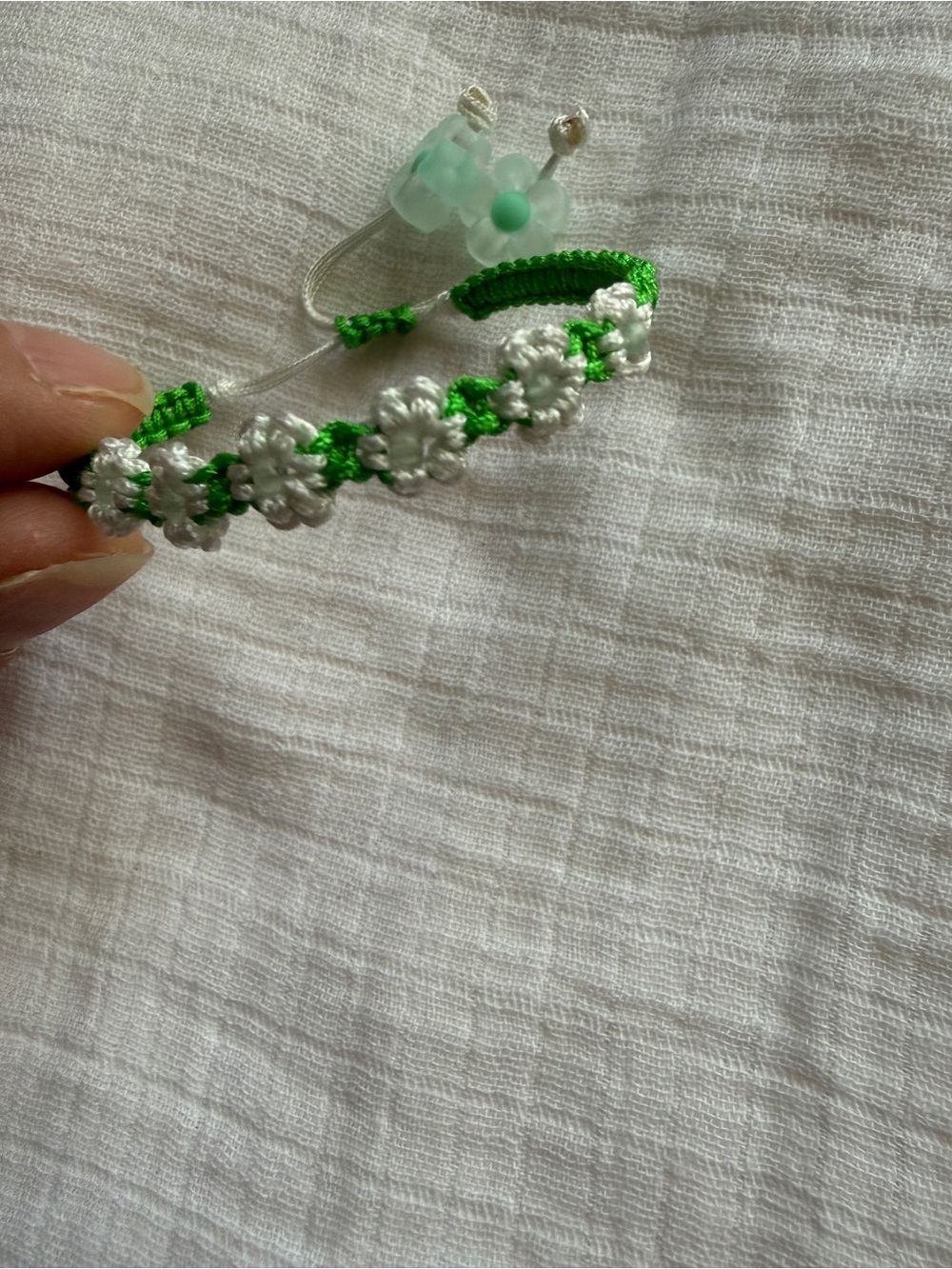 Green and White Floral Macrame Bracelet - Women Jewelry Bracelets